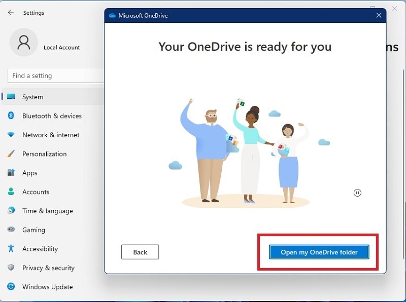 Onedrive is ready to use