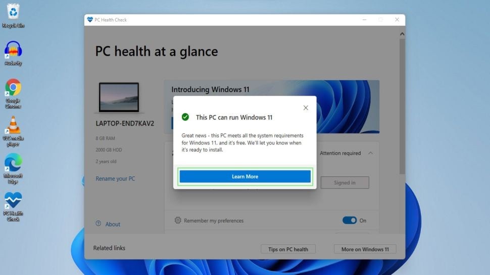confirm if your computer can run windows 11