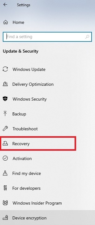 access recovery option