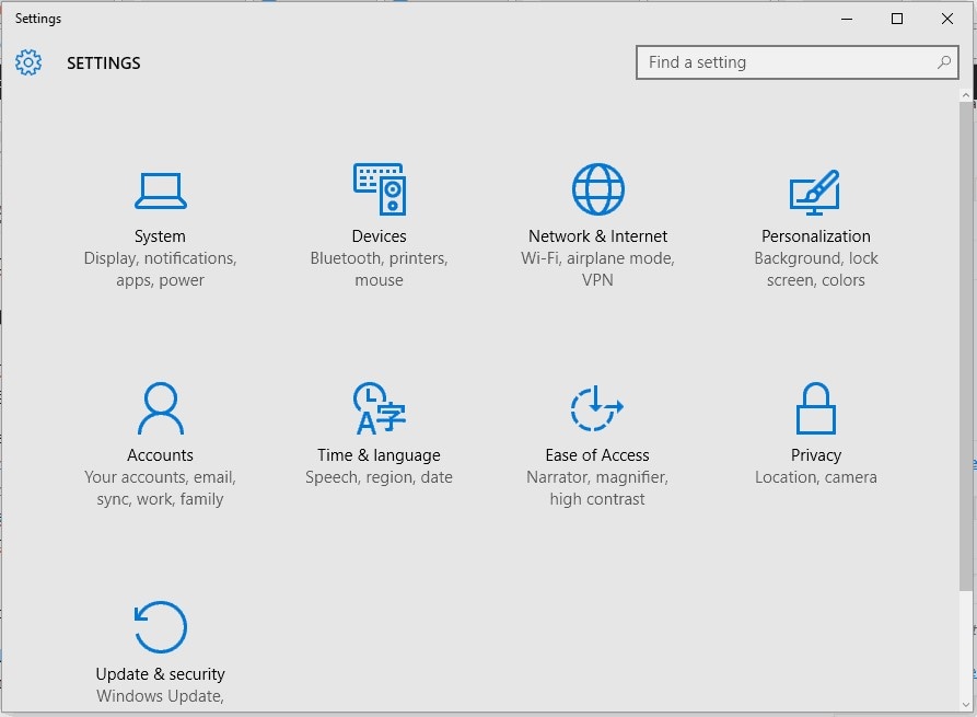 pulsa en la opción de actualización y seguridad de Windows