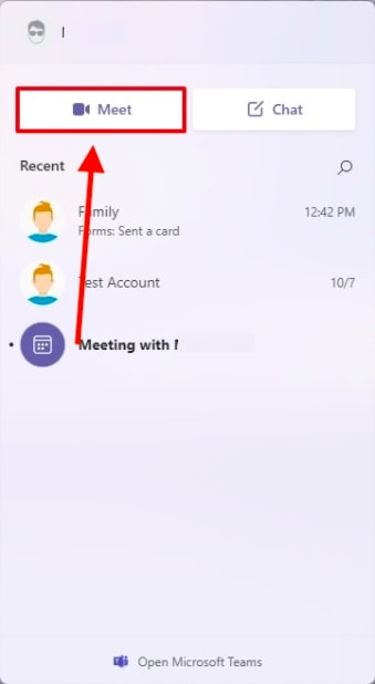 hit meet button to start meeting