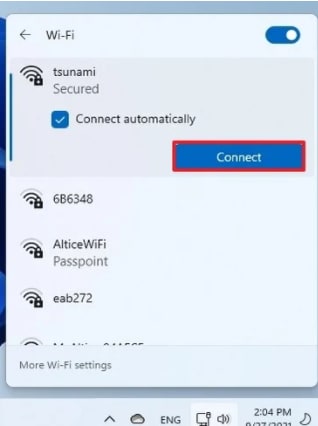 connecting to the wifi network