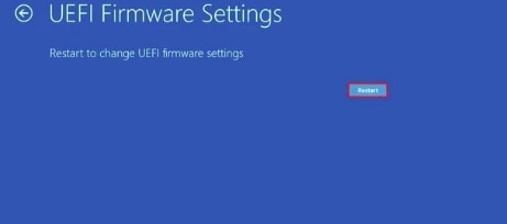 reiniciar desde la configuración del firmware uefi