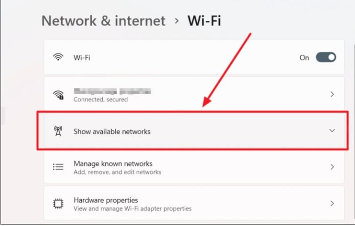 selezione della rete wi-fi