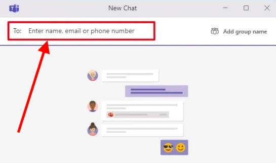 add name or number to start chat