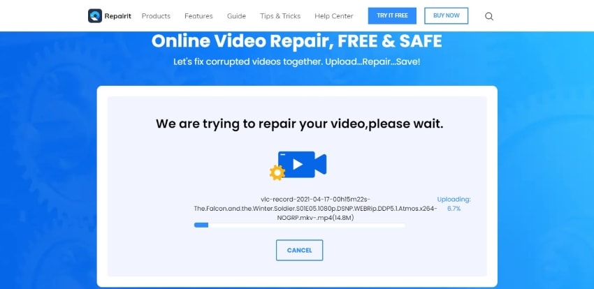 Repairit repariert beschädigte Videos