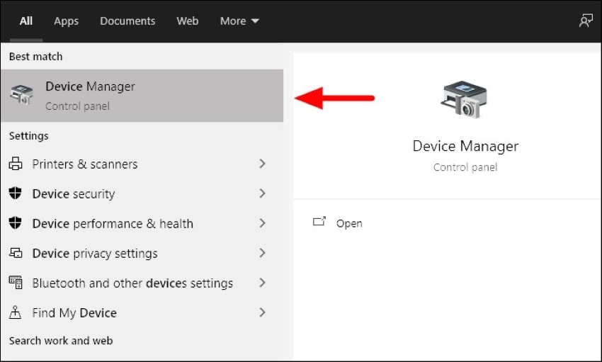 tap on device manager