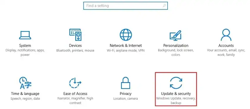 acceder a la configuración de seguridad y actualización