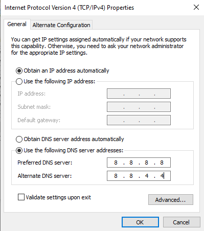 altere o servidor dns