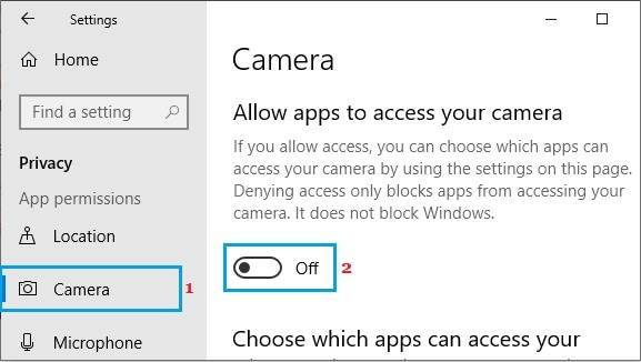 enable camera access for apps
