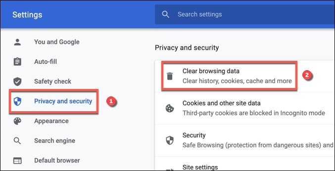 access clear browsing data