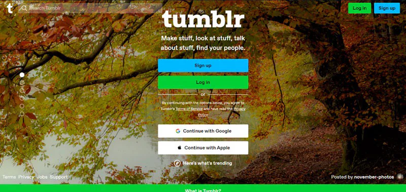 Tumblr-Webseite öffnen