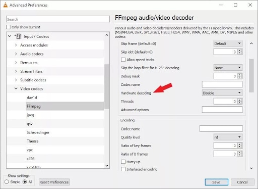 disable hardware decoding