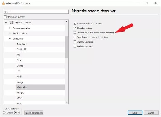 disable preload mkv files in the same directory