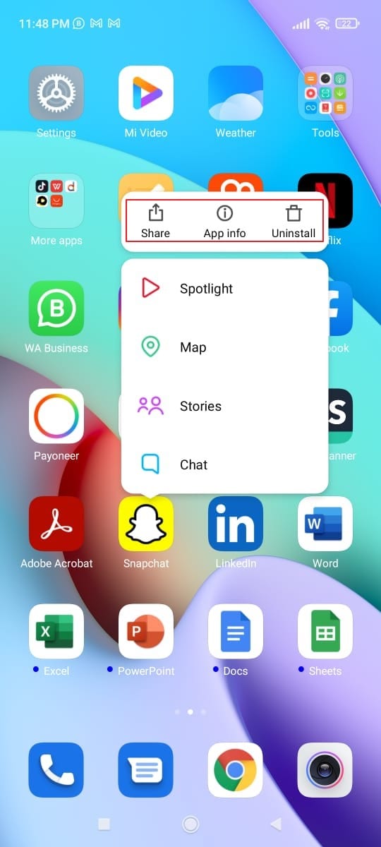 access snapchat options