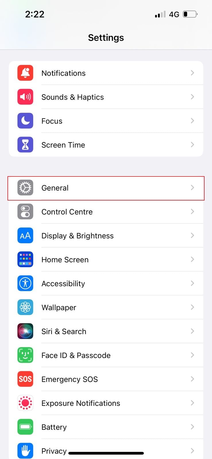 access general settings