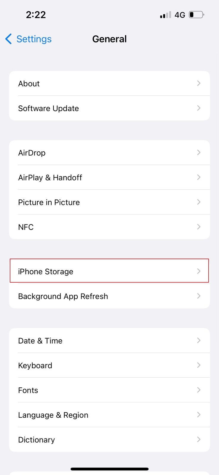 open iphone storage