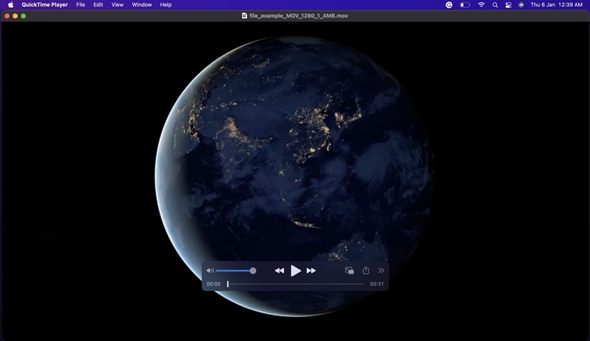 interface du lecteur quicktime