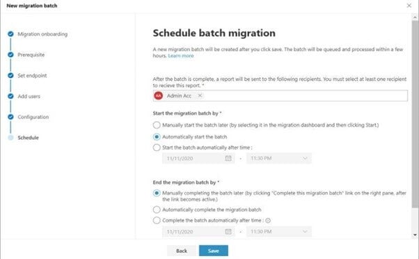 schedule batch migration