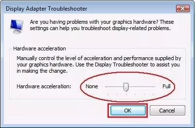 desative a aceleração de hardware