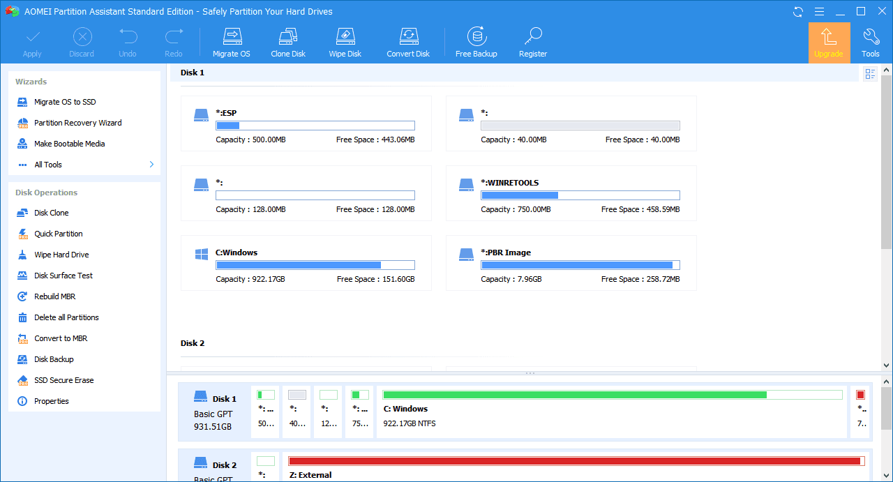 alternativa a minitool partition wizard - aomei partition assistant