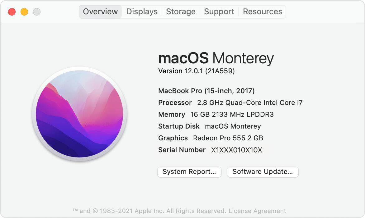 macos monterey about this mac