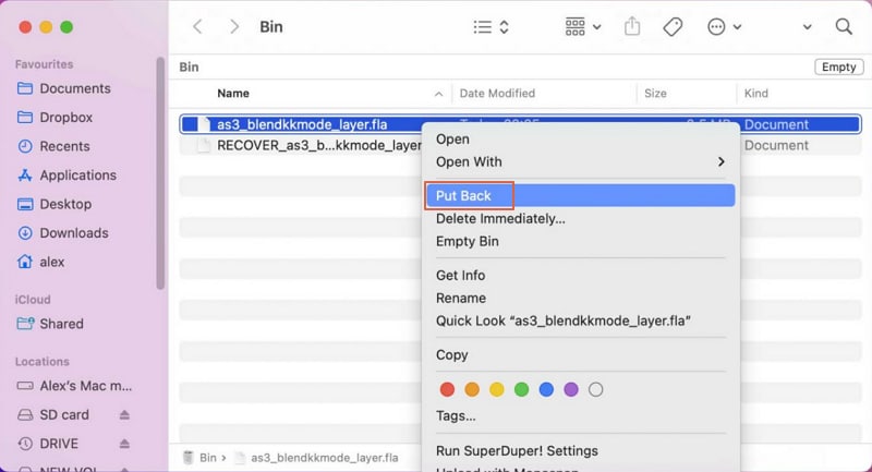 Gelöschte Fla-Dateien aus dem Mac-Papierkorb wiederherstellen