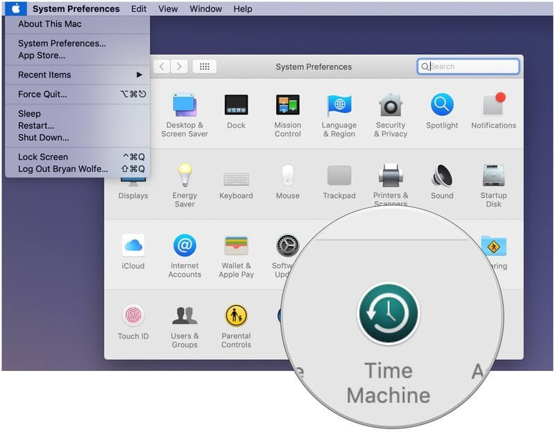 choose time machine from mac system preferences