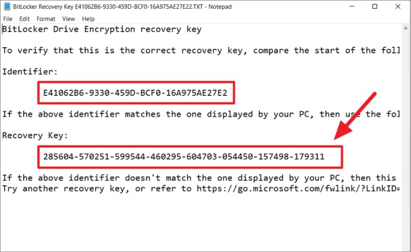 find recovery key