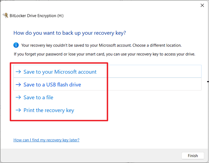 where is bitlocker recovery key stored