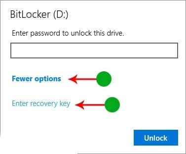 enter recovery key to unlock bitlocker