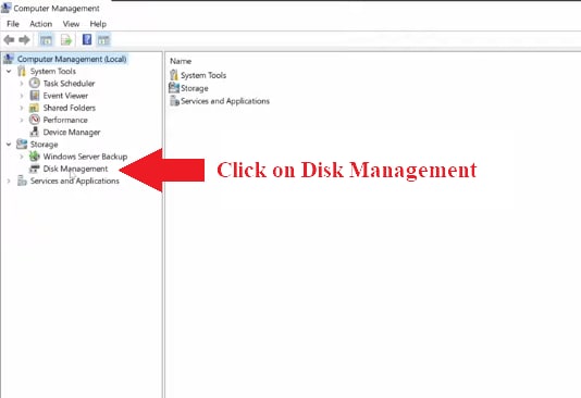 click on disk management