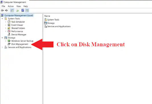 click on disk management