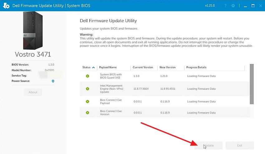update the bios version