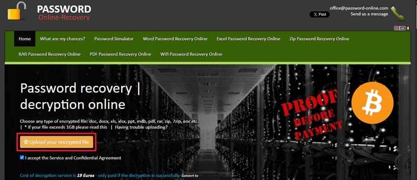 Password-Online에 암호화된 7z 파일 업로드하기