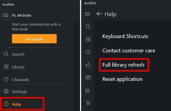 refresh audible library 