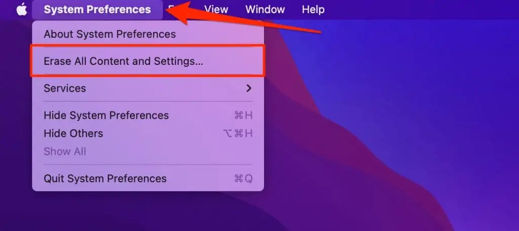 click erase all content and settings