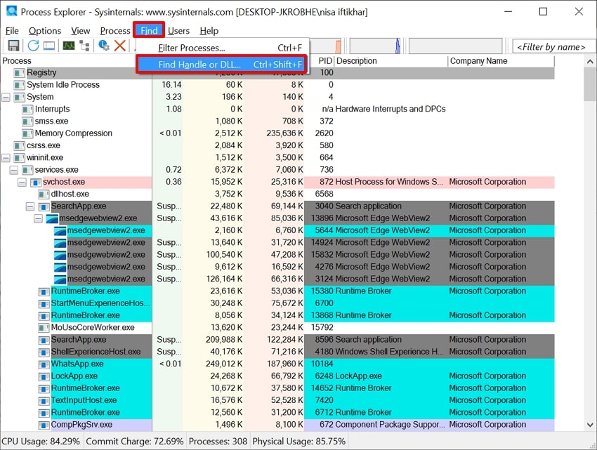choose find handler or dll option