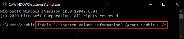 run the command to open system volume information folder