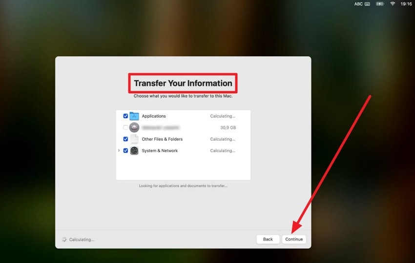 press the continue button