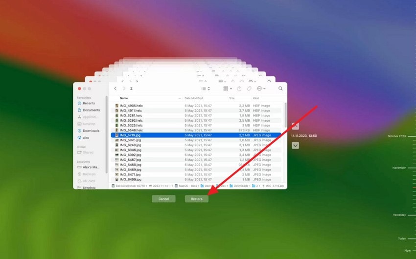 pick the restore button
