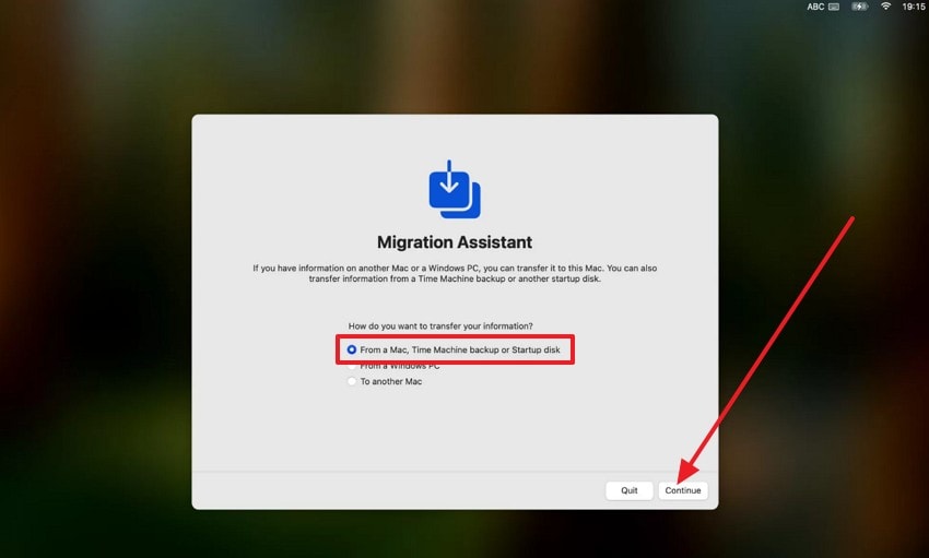 choose from mac and continue