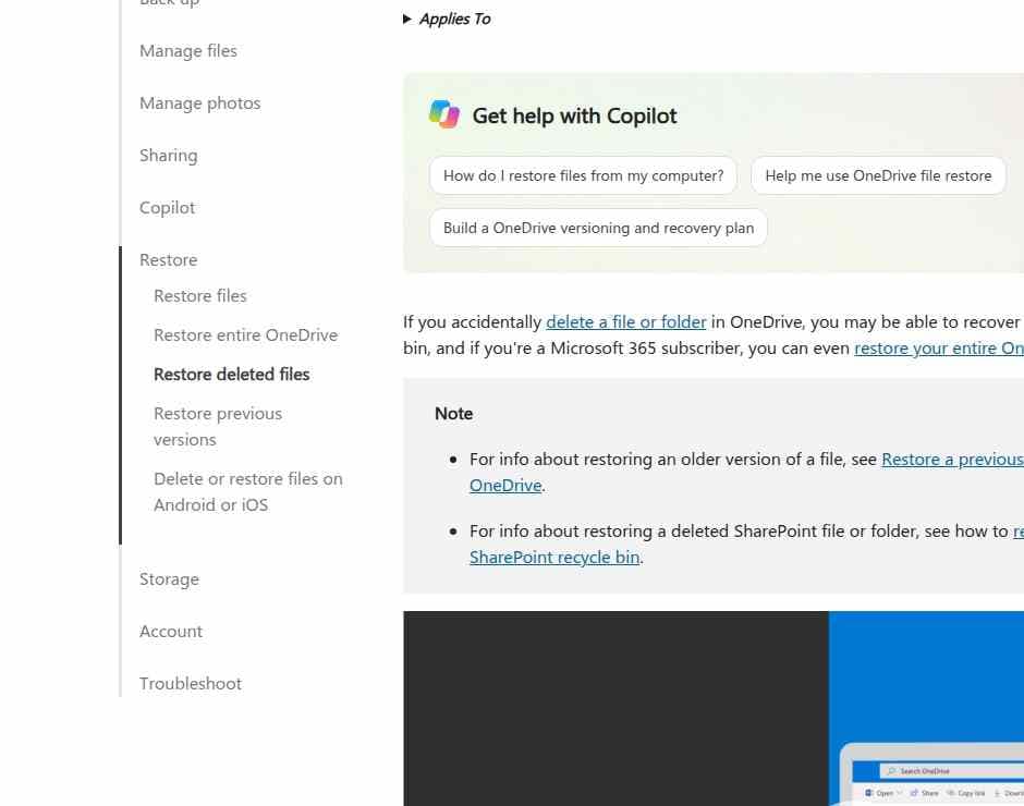 onedrive recycle bin restore step for deleted files