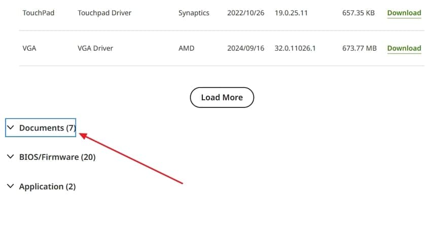 acer support documents section for exact model