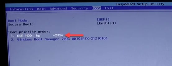 Change the Booting Order in Boot Menu