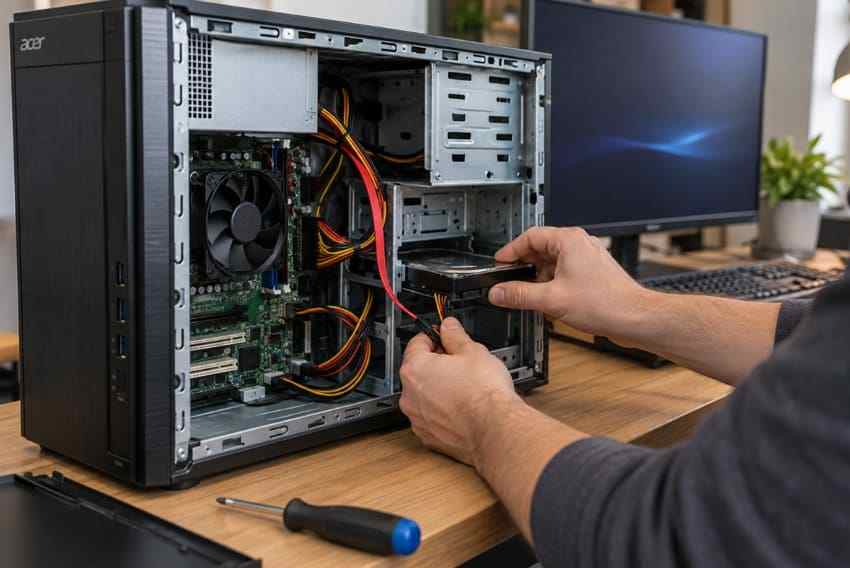 check acer desktop internal drive connection