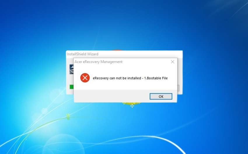 erecovery cannot be installed – bootable file
