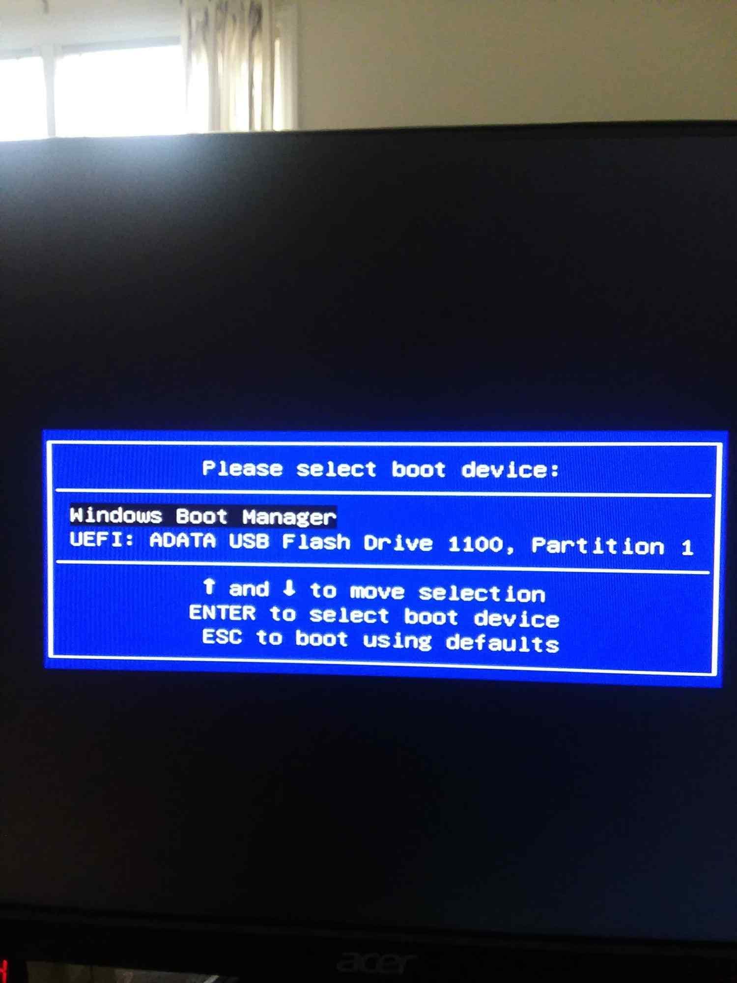 acer f12 boot manager selecting a uefi usb flash drive
