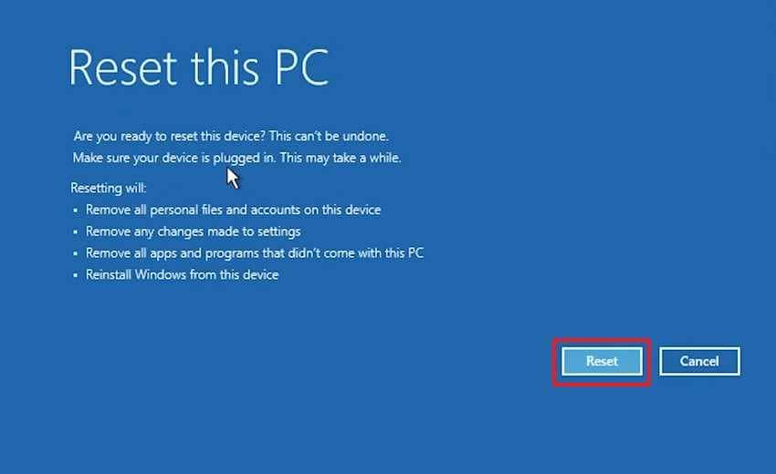 reset acer laptop after recovering files