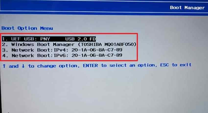 select uefi usb from acer nitro 5 boot menu
